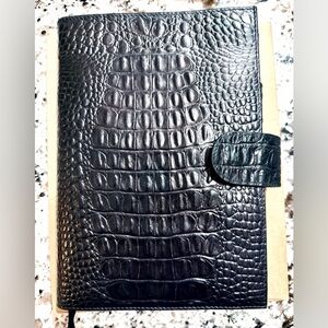 Moterm A5 Croc Leather Folio Planner Cover in Executive Black